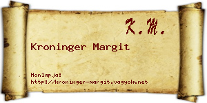 Kroninger Margit névjegykártya